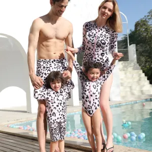 Family Matching nylon leopard print parent-child swimsuit parent-child outfit