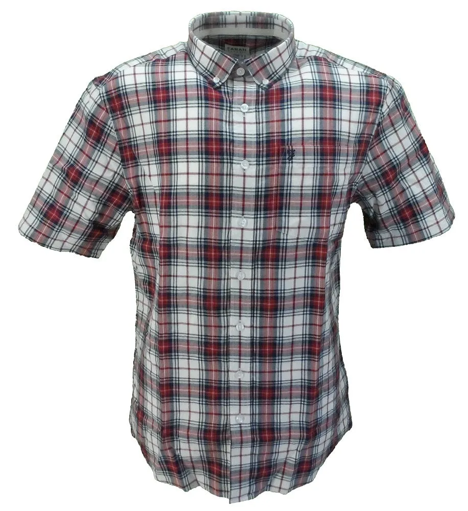 Farah Mens Red, Black & White Check Short Sleeved Shirt