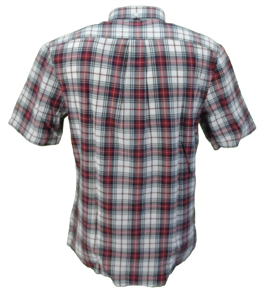 Farah Mens Red, Black & White Check Short Sleeved Shirt
