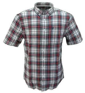 Farah Mens Red, Black & White Check Short Sleeved Shirt