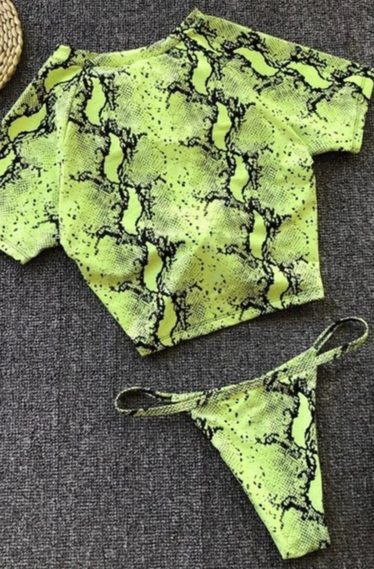 Fashion at the pool neon swimsuit