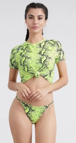 Fashion at the pool neon swimsuit