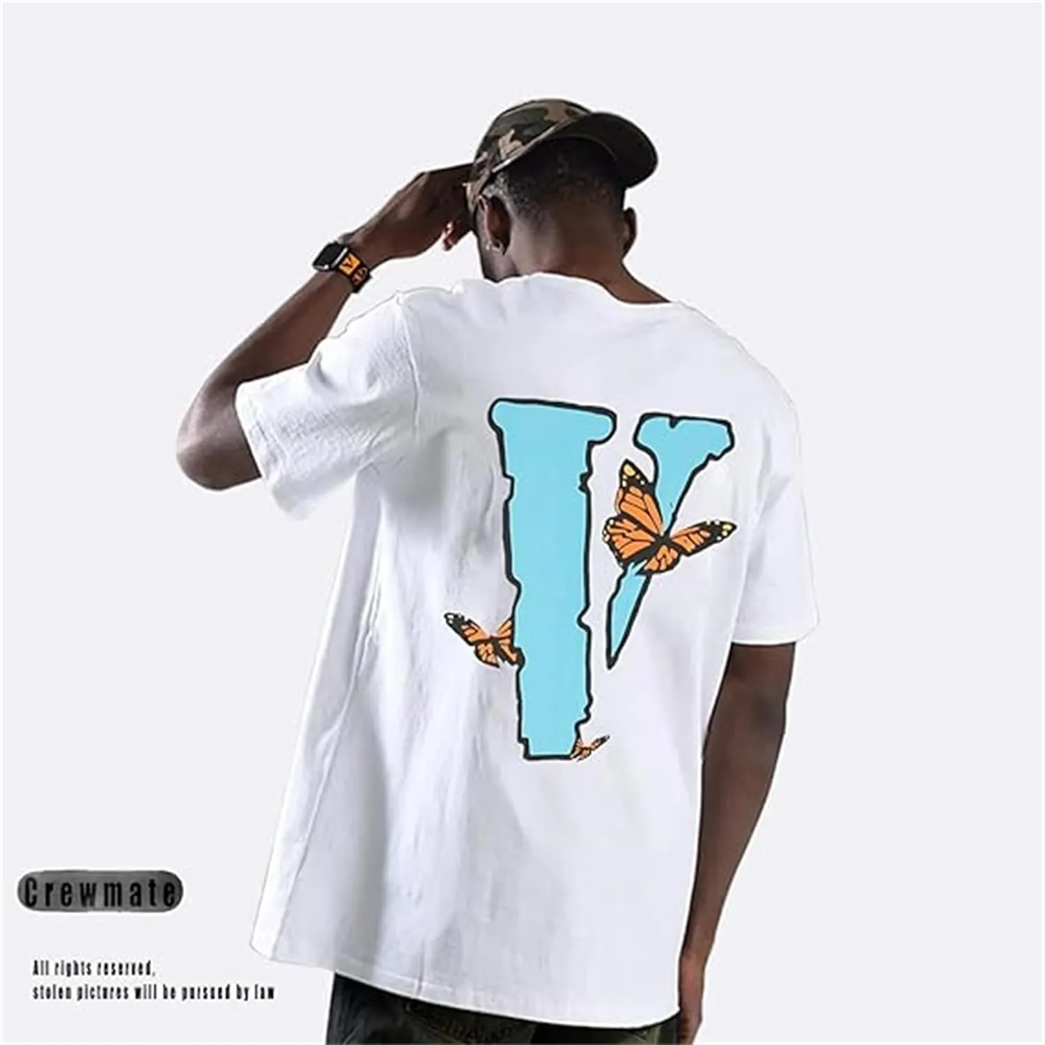 Fashion Men's Short Sleeved T-Shirt V Letter Printed Tops Casual Couple T-Shirt Hip Hop Short Sleeved Tops