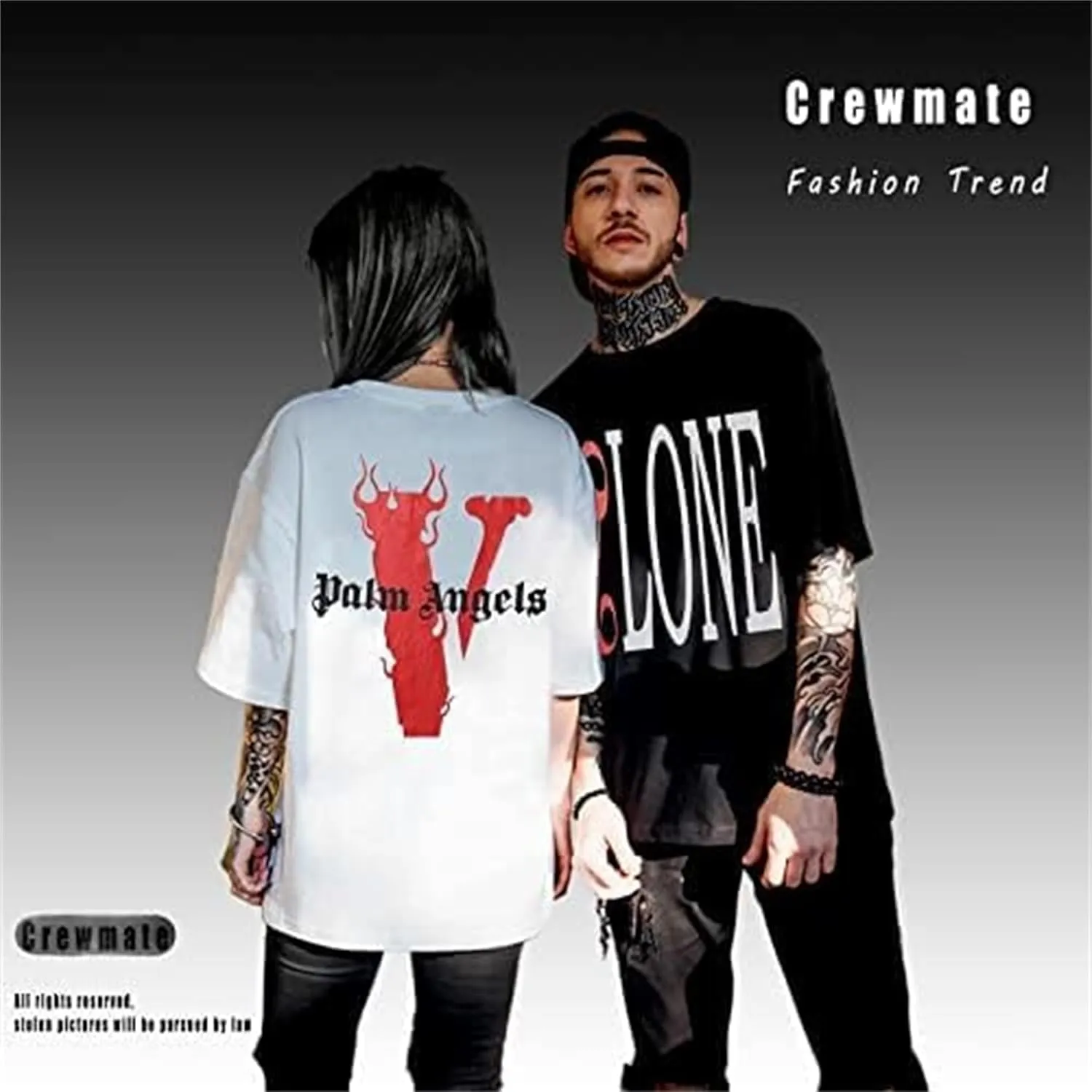 Fashion Men's Short Sleeved T-Shirt V Letter Printed Tops Casual Couple T-Shirt Hip Hop Short Sleeved Tops