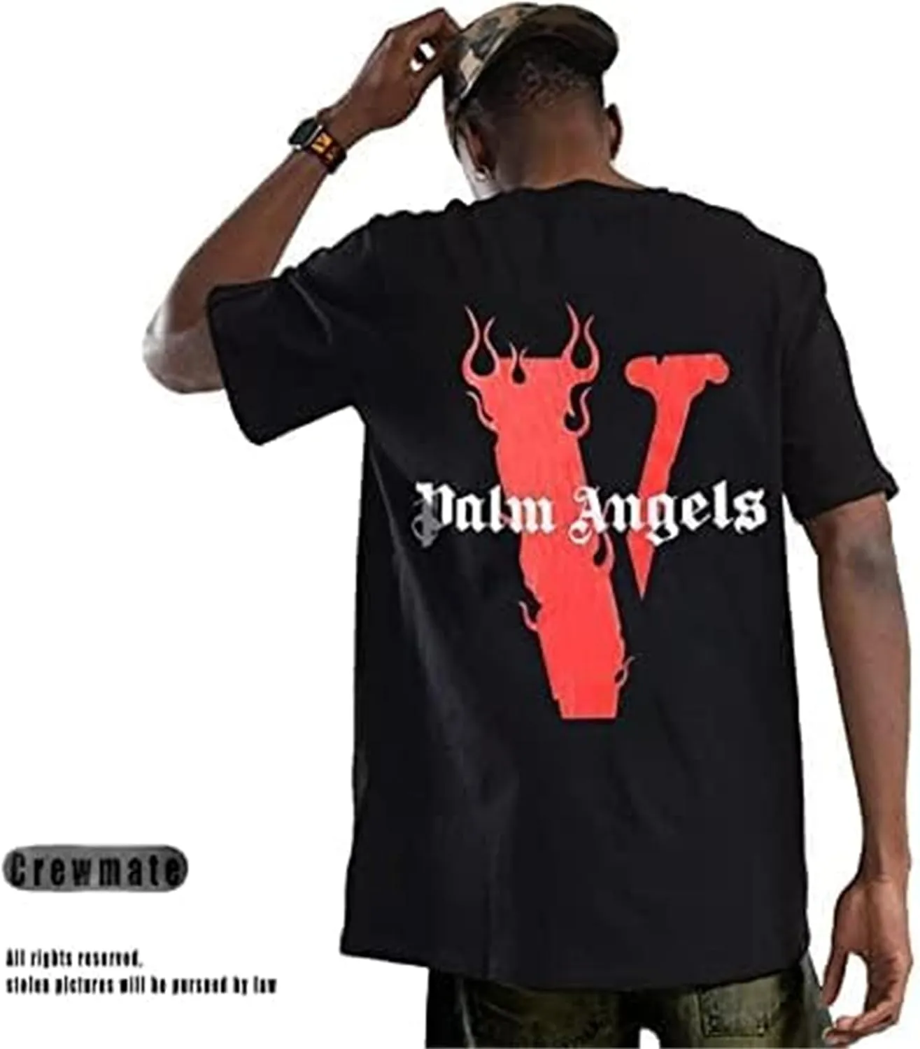 Fashion Men's Short Sleeved T-Shirt V Letter Printed Tops Casual Couple T-Shirt Hip Hop Short Sleeved Tops