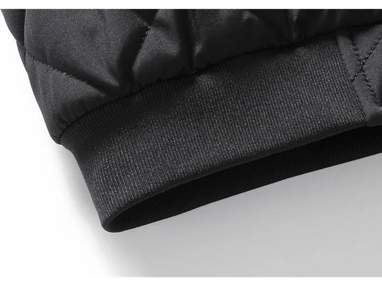 Fashion Rhombic-sewing Design Cotton Coat Winter Warm Thickened Baseball Jacket Casual Solid Color Outwear Clothing For Men