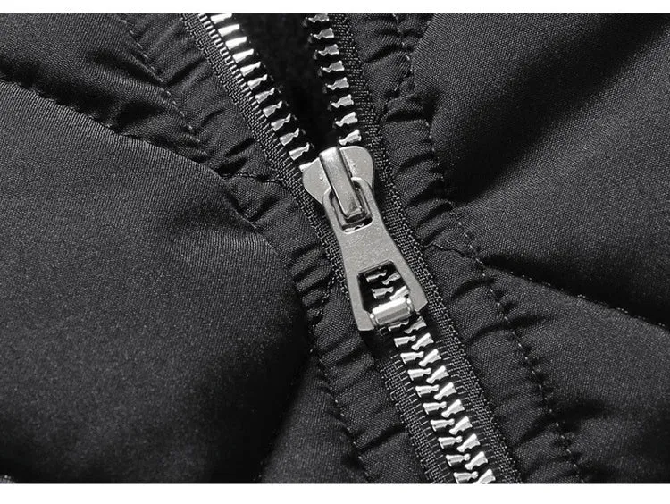 Fashion Rhombic-sewing Design Cotton Coat Winter Warm Thickened Baseball Jacket Casual Solid Color Outwear Clothing For Men