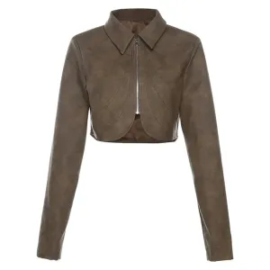 Fashionkova Alizee Leather Crop Jacket