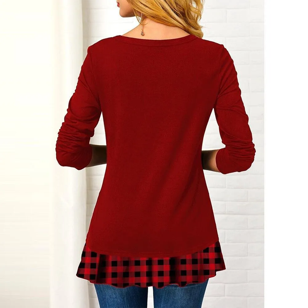 FashionSierra - Plaid Colorblock Button Asymmetric Layered Dress