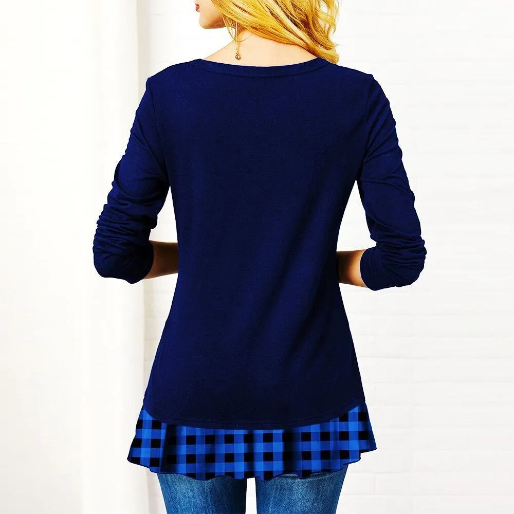 FashionSierra - Plaid Colorblock Button Asymmetric Layered Dress