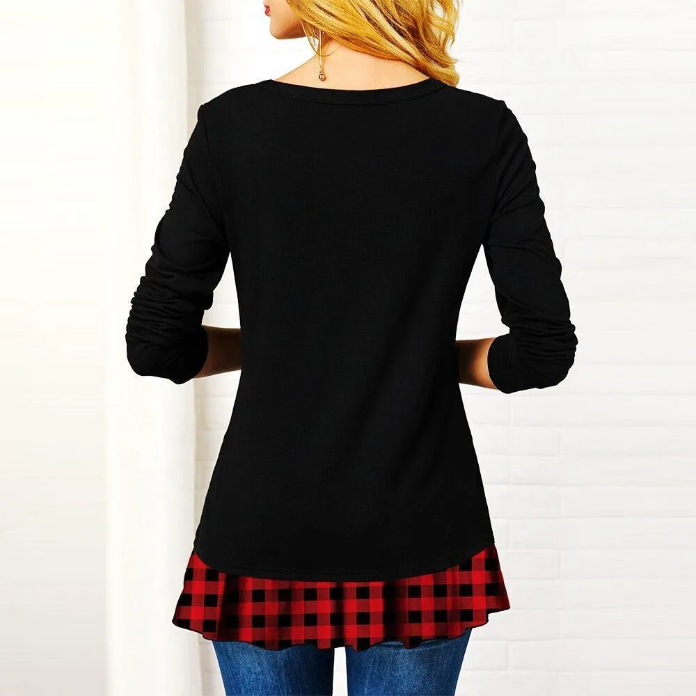 FashionSierra - Plaid Colorblock Button Asymmetric Layered Dress