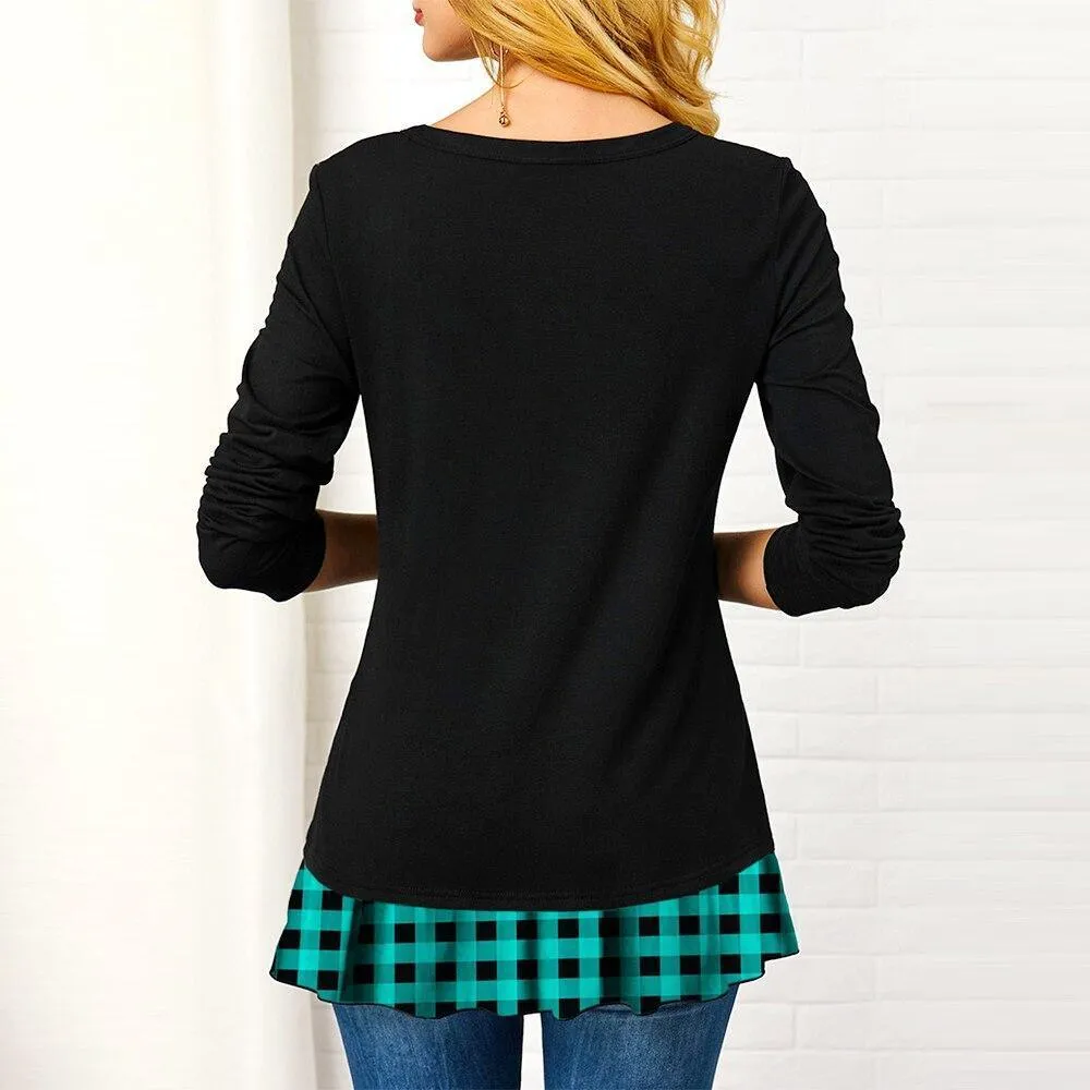 FashionSierra - Plaid Colorblock Button Asymmetric Layered Dress