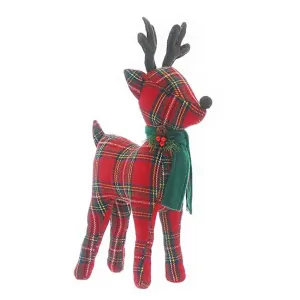 Festive 38cm Red Tartan Reindeer
