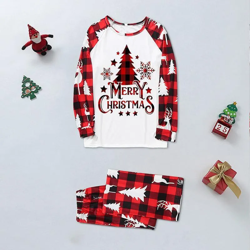 Festive Plaid Stitching Christmas Parent-Child Leisure Wear Set – Cozy Family Homewear