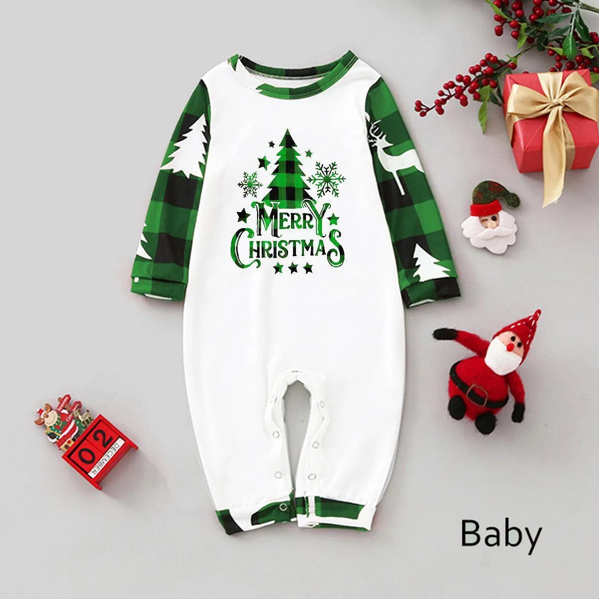 Festive Plaid Stitching Christmas Parent-Child Leisure Wear Set – Cozy Family Homewear