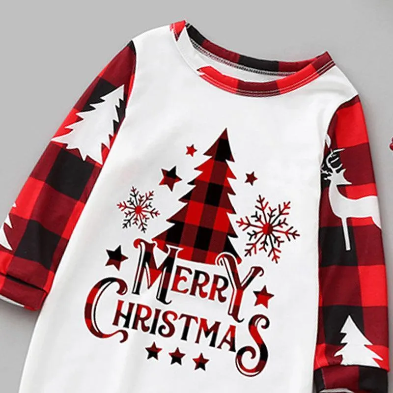 Festive Plaid Stitching Christmas Parent-Child Leisure Wear Set – Cozy Family Homewear