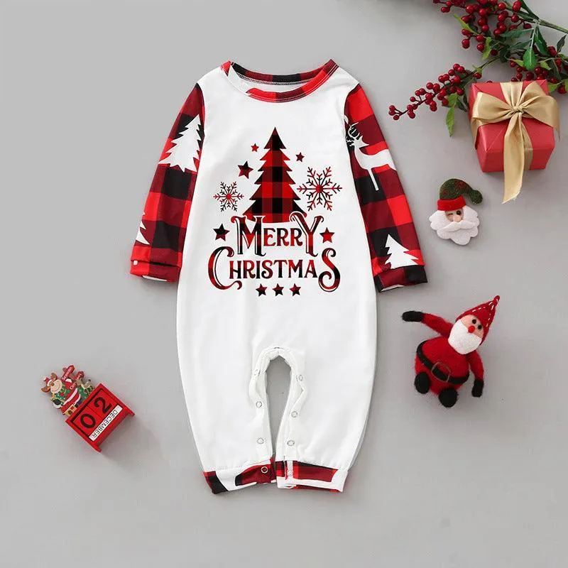 Festive Plaid Stitching Christmas Parent-Child Leisure Wear Set – Cozy Family Homewear