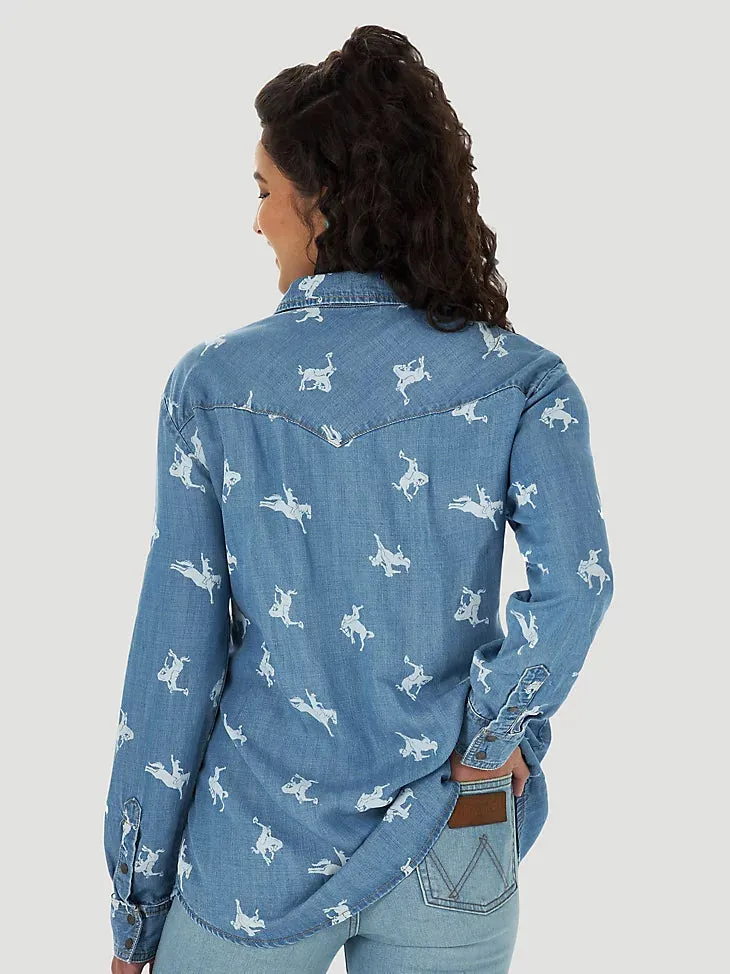 Final Sale ✨ Wrangler Retro Bronc Denim Snap Women’s Shirt