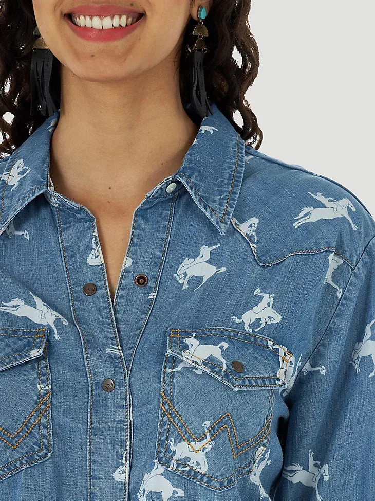 Final Sale ✨ Wrangler Retro Bronc Denim Snap Women’s Shirt