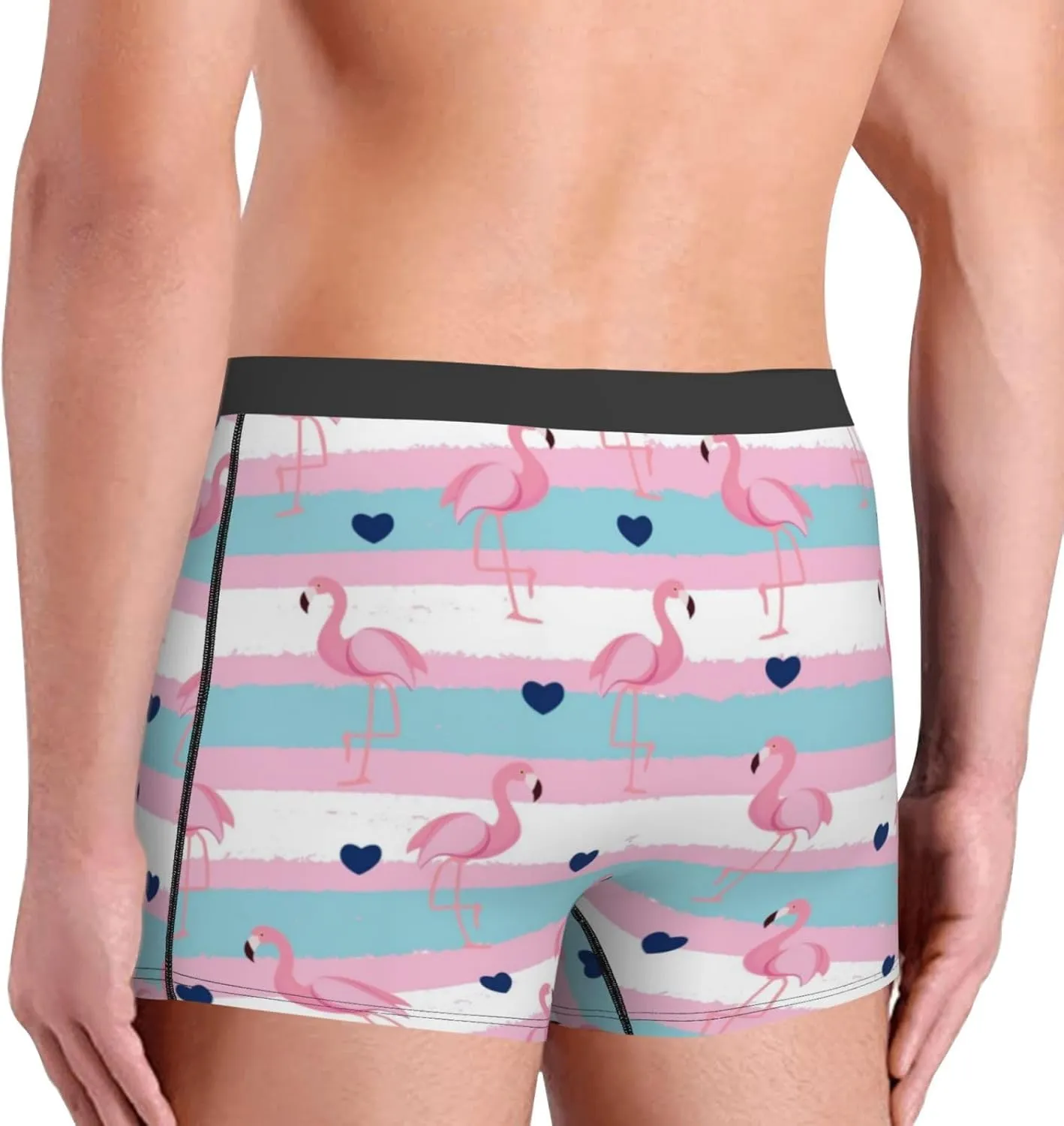 Flamingo1 Print Boxer Briefs For Men Breathable Underwear-