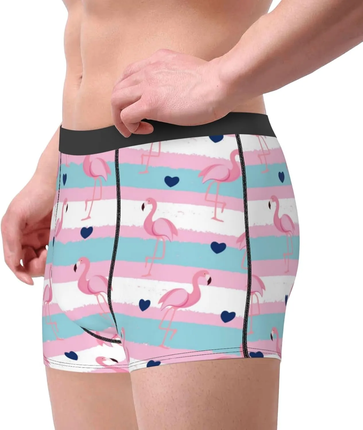 Flamingo1 Print Boxer Briefs For Men Breathable Underwear-