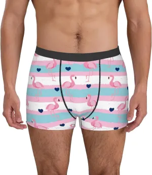 Flamingo1 Print Boxer Briefs For Men Breathable Underwear-