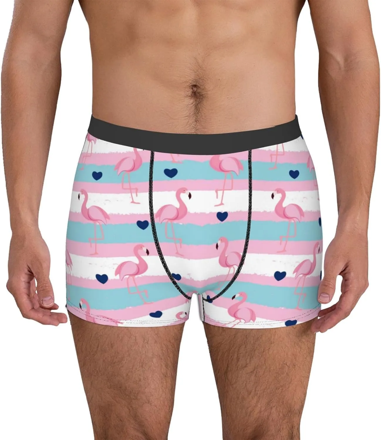Flamingo1 Print Boxer Briefs For Men Breathable Underwear-