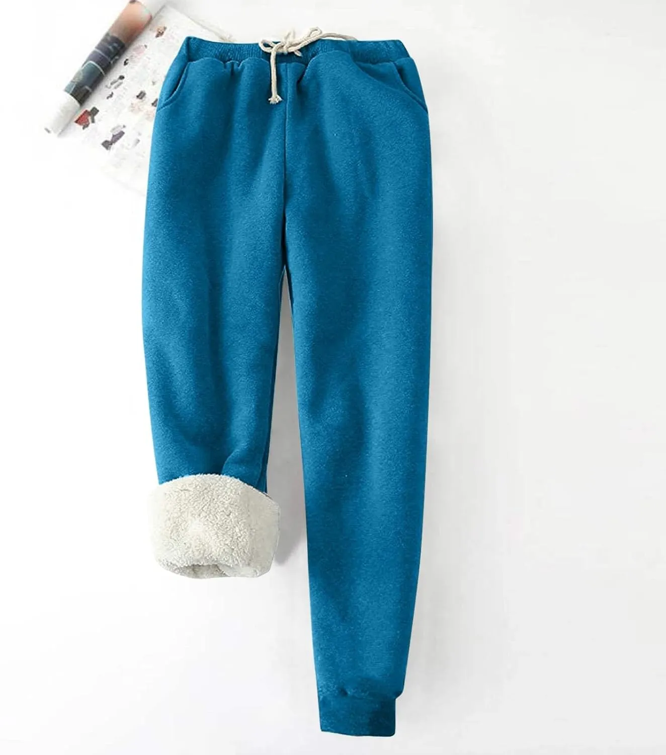 Fleece Lined Sweatpants Women Plus Size Winter Sherpa Lined Athletic Joggers Drawstring 2024 Warm Pants with Pockets