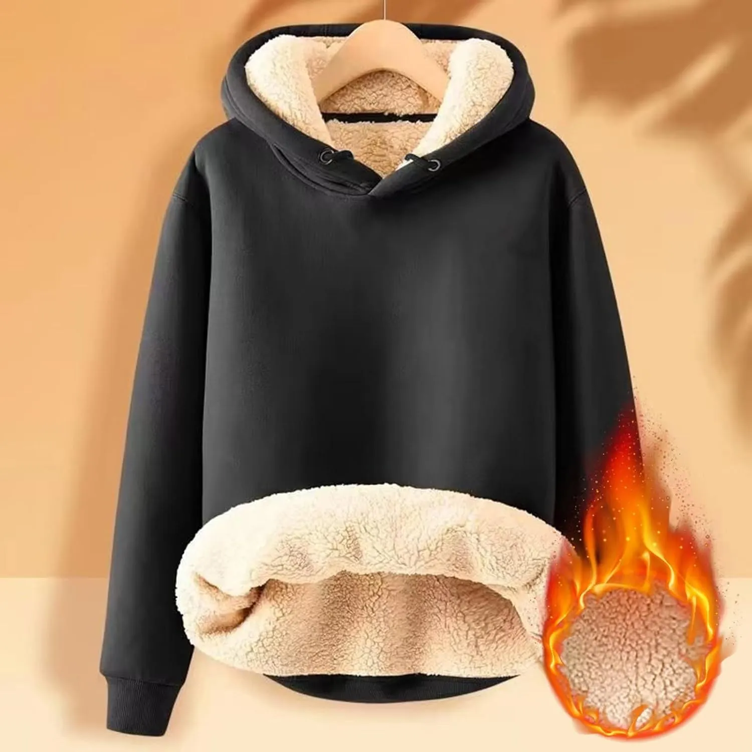 Fleece Lined Sweatshirts Hoodie for Men Crewneck Warm Sherpa Thermal Pullover/Zip Hoodie Winter Clothes