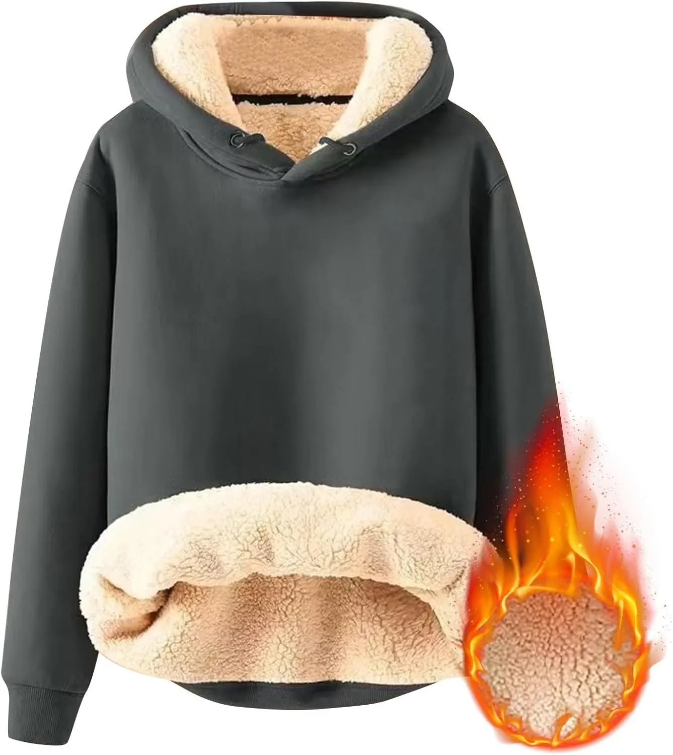 Fleece Lined Sweatshirts Hoodie for Men Crewneck Warm Sherpa Thermal Pullover/Zip Hoodie Winter Clothes