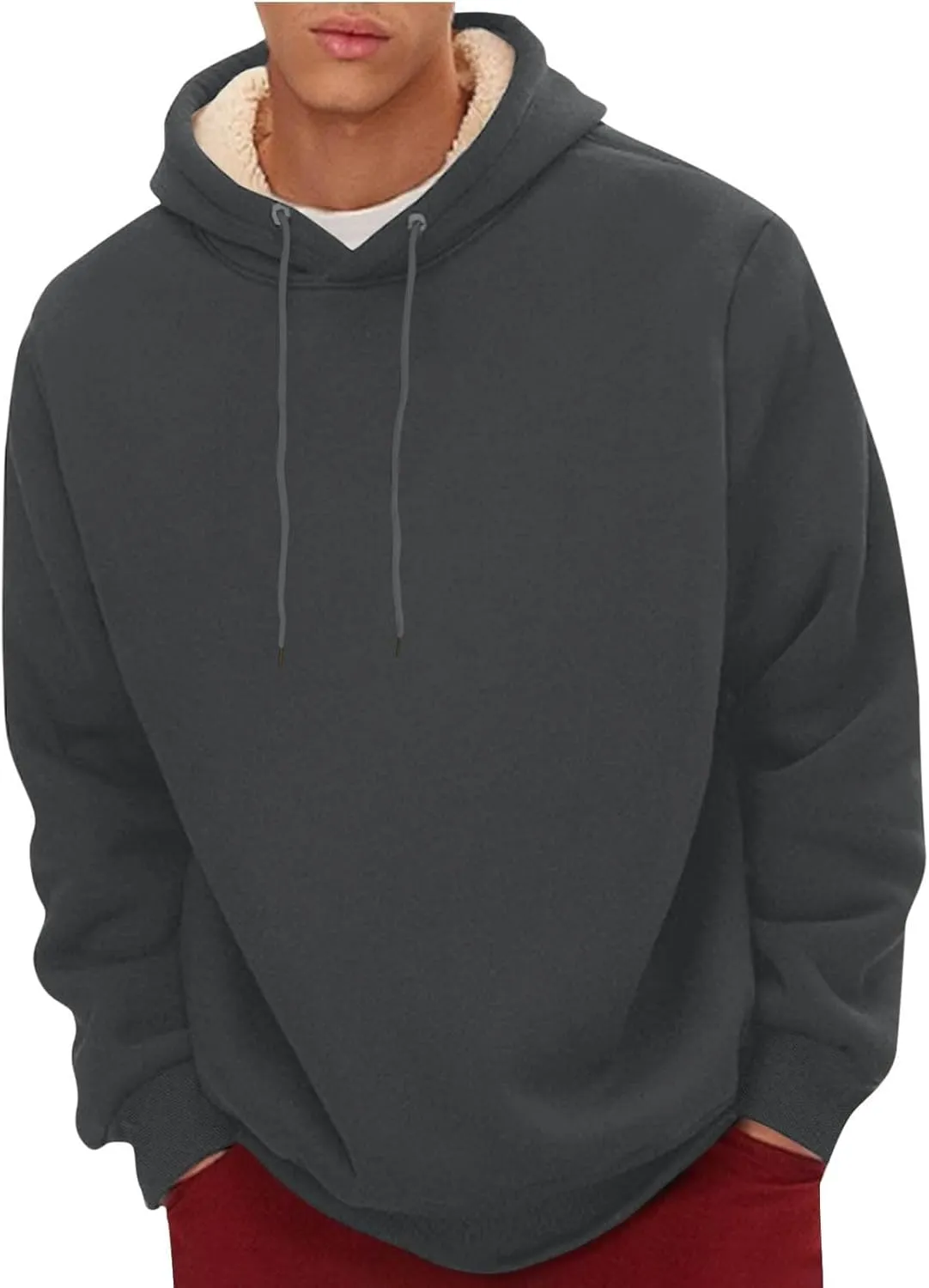Fleece Lined Sweatshirts Hoodie for Men Crewneck Warm Sherpa Thermal Pullover/Zip Hoodie Winter Clothes