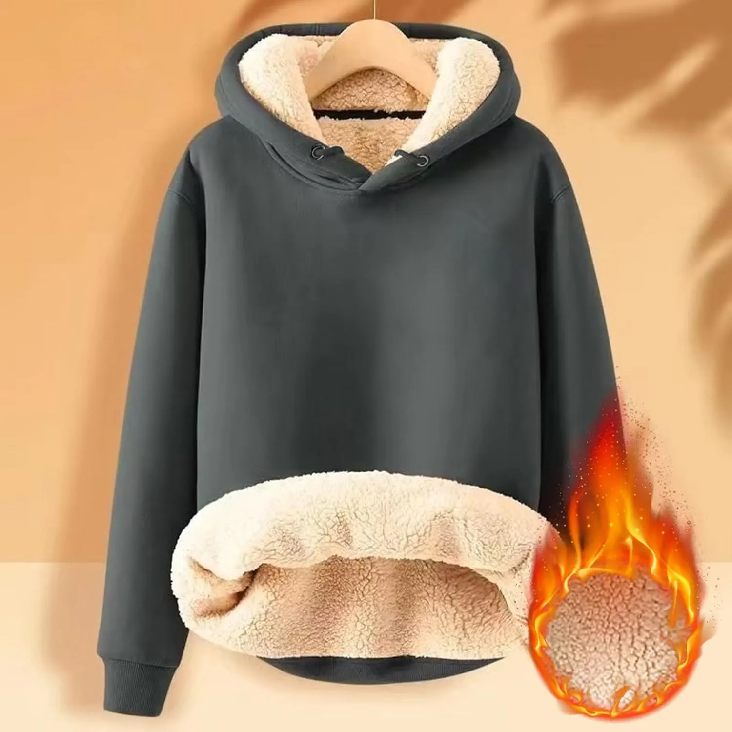 Fleece Lined Sweatshirts Hoodie for Men Crewneck Warm Sherpa Thermal Pullover/Zip Hoodie Winter Clothes