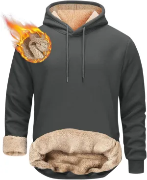 Fleece Lined Sweatshirts Hoodie for Men Crewneck Warm Sherpa Thermal Pullover/Zip Hoodie Winter Clothes