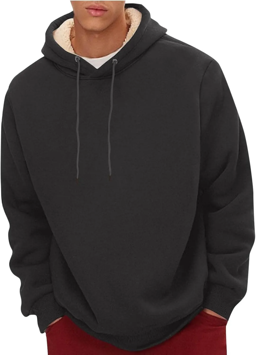 Fleece Lined Sweatshirts Hoodie for Men Crewneck Warm Sherpa Thermal Pullover/Zip Hoodie Winter Clothes