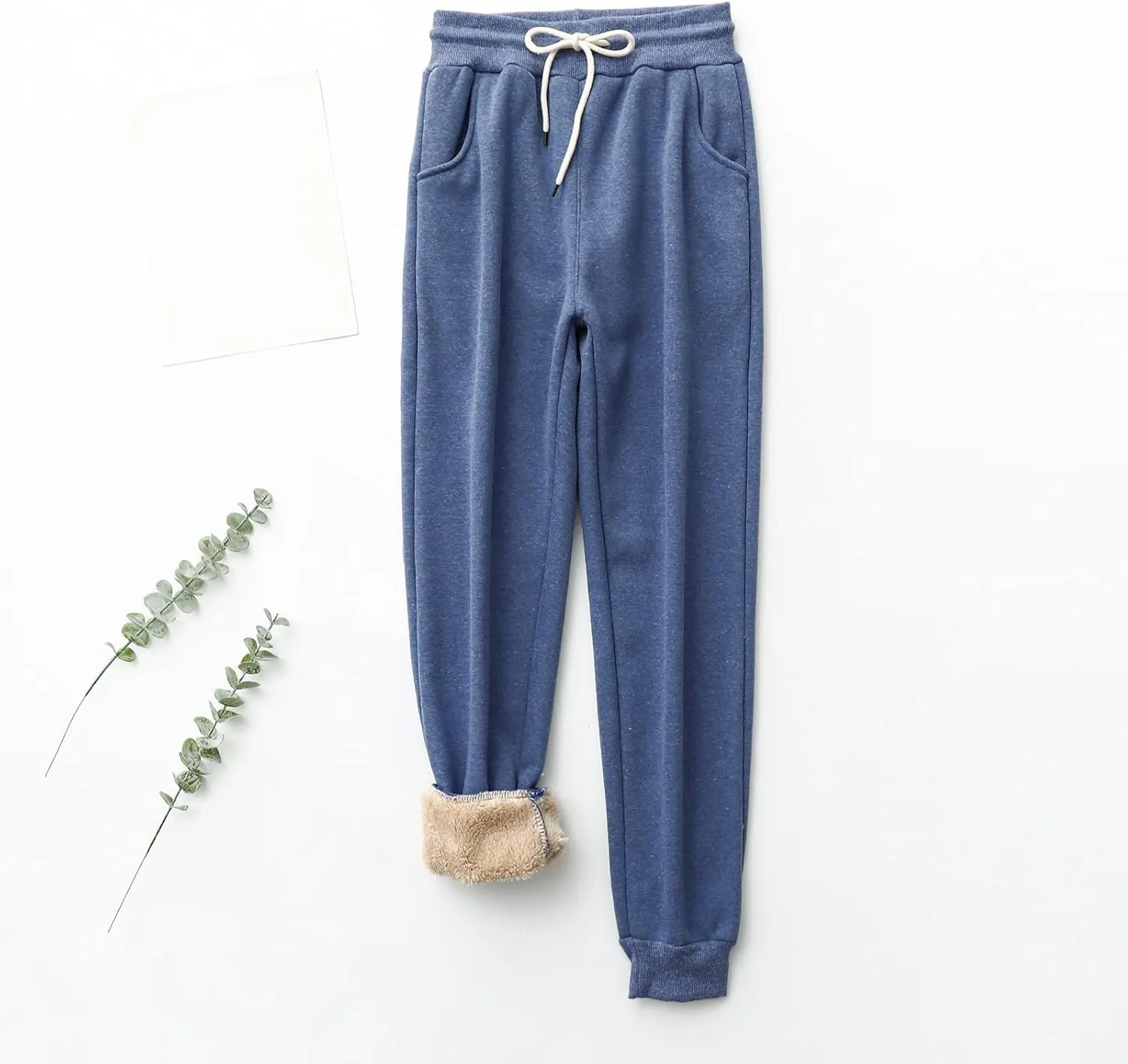 Fleece Sweatpants for Womens Sherpa Lined Pants Winter Warm Athletic Jogger Cozy Thermal Pants with Pockets