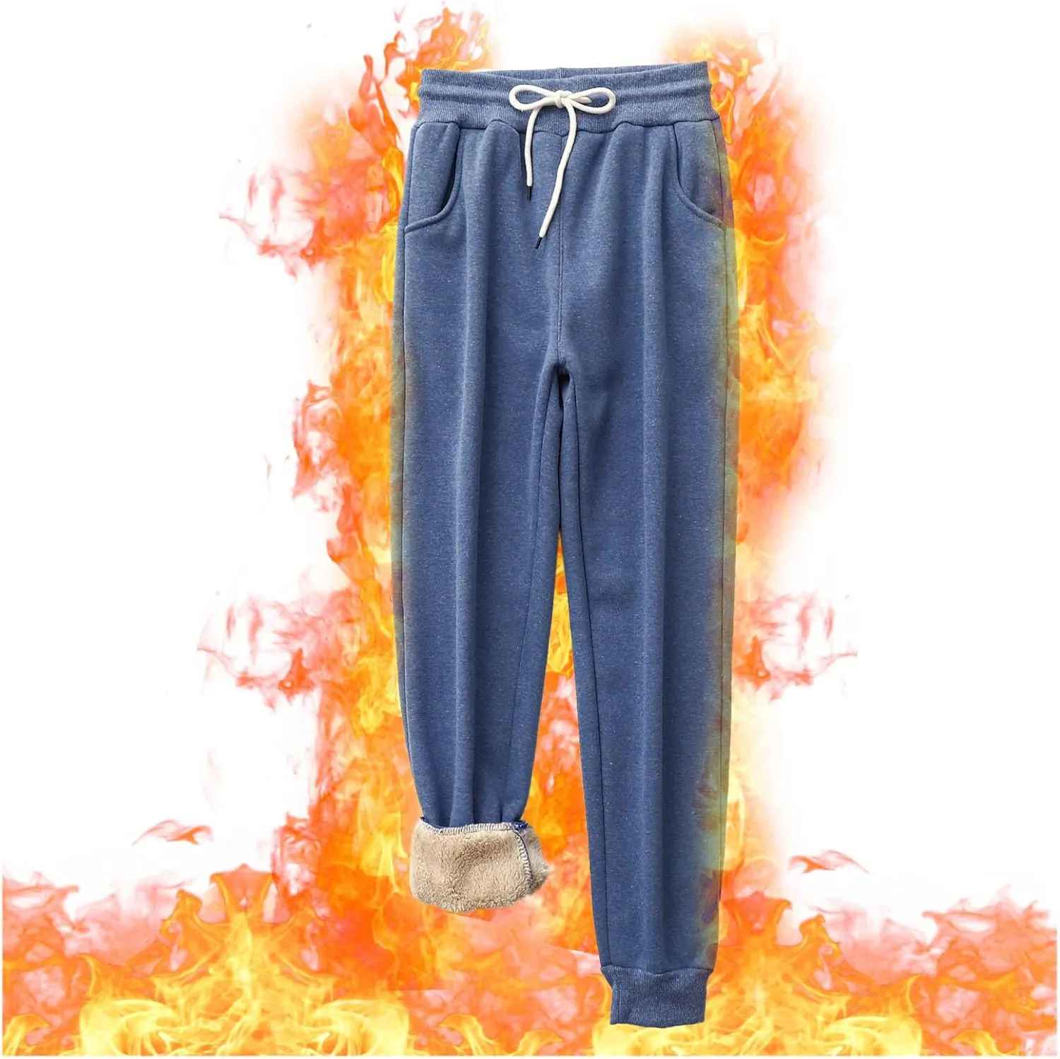 Fleece Sweatpants for Womens Sherpa Lined Pants Winter Warm Athletic Jogger Cozy Thermal Pants with Pockets
