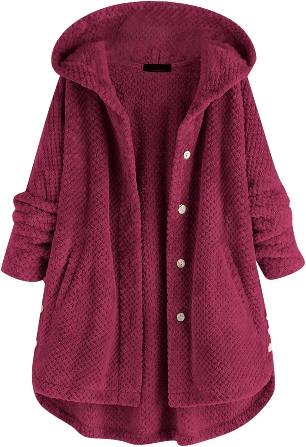Fleece Zip Up Women Warm Winter Plus Size Cute Button Down Hooded Tops Teddy Coat Outerwear With Pockets Fall Jacket