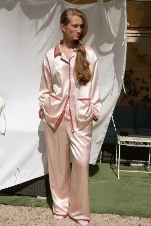 Floating Silk Pajamas Rose Pink Long Set