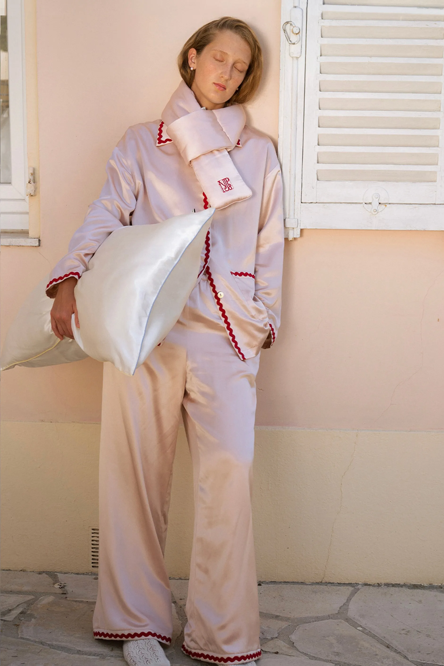 Floating Silk Pajamas Rose Pink Long Set