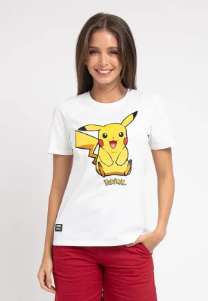 Forest Ladies Pokémon Coral Fleece Textured Embroidered Pikachu Round Neck Tshirt Women | T Shirt Perempuan - FP821000
