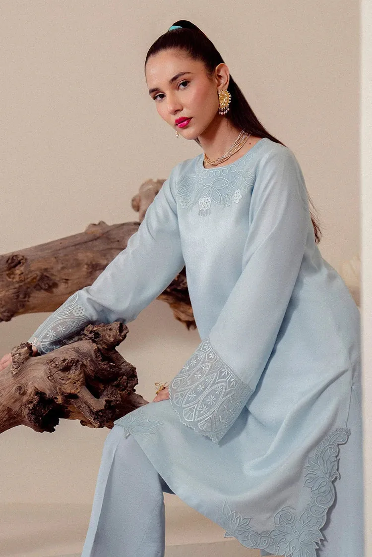 Fozia Khalid - Zarqoon Cotton Net Collection - Rahat Ice Blue