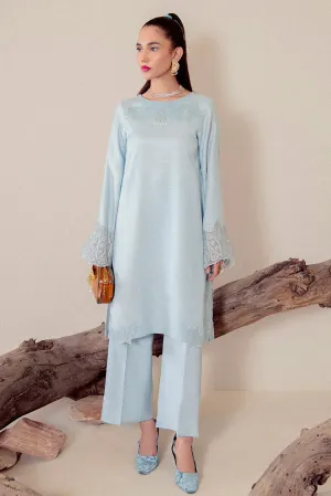 Fozia Khalid - Zarqoon Cotton Net Collection - Rahat Ice Blue