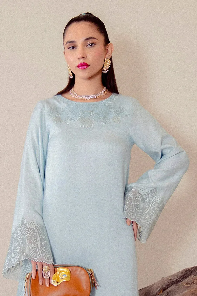 Fozia Khalid - Zarqoon Cotton Net Collection - Rahat Ice Blue