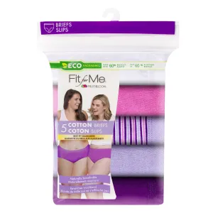 Fruit of the Loom Women's Plus Fit High-Rise Cotton Briefs with Tag-Free Waistband, Assorted Colours, 5-Pack