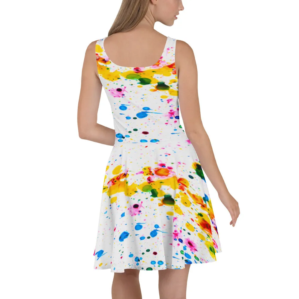 Fun Color Splash Skater Dress, Spring and Summer Dress, lioness-love