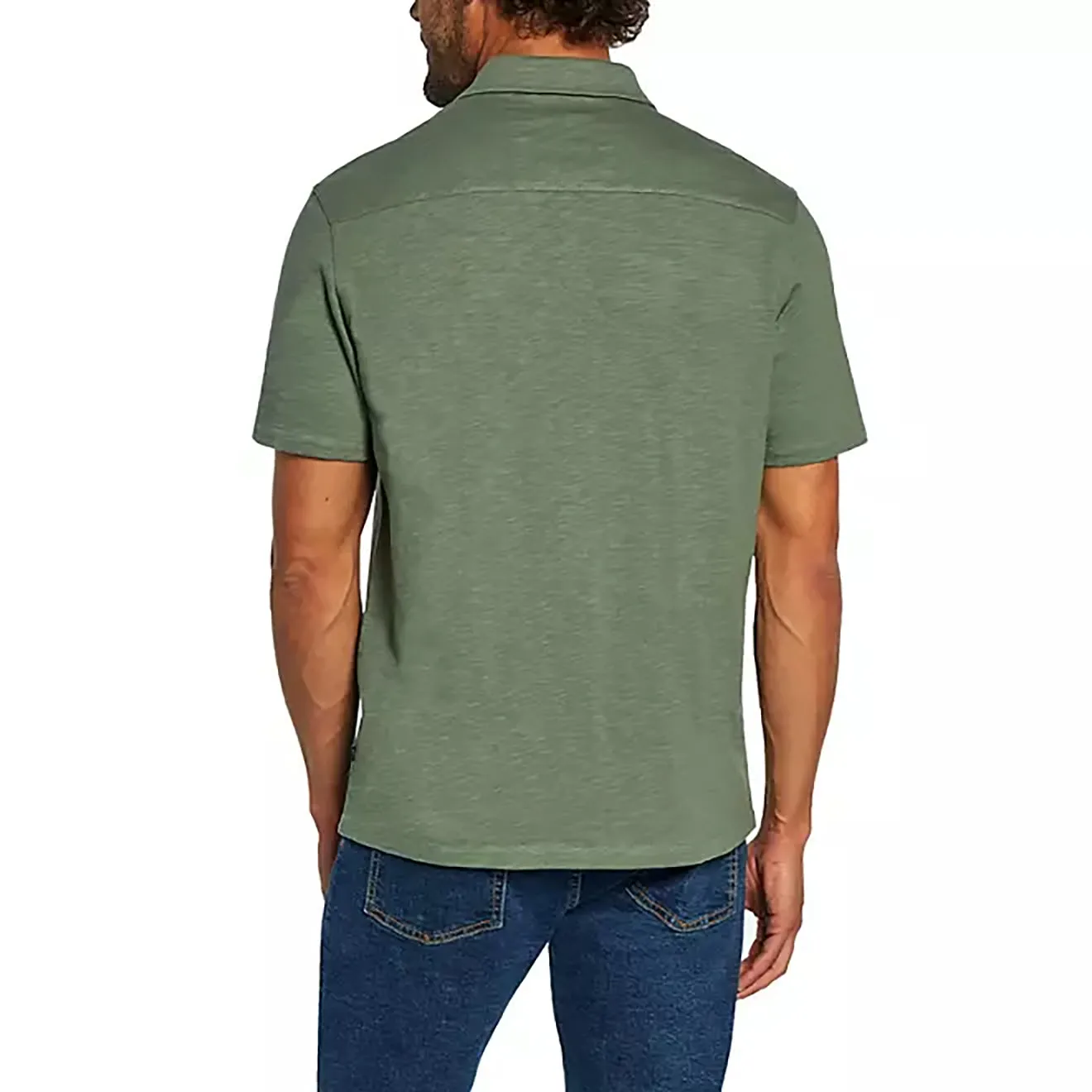 Gap Men Short Sleeve Knit Button Down Shirt Soft Lightweight Cotton Slub