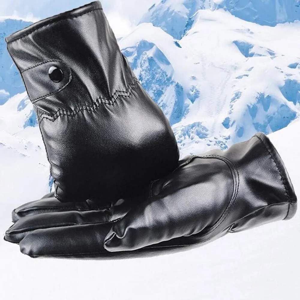 Genuine Luxurious Leather Gloves for Men, Winter Warm Touchscreen Mittens Texting Driving Motorcycle Gloves Mittens