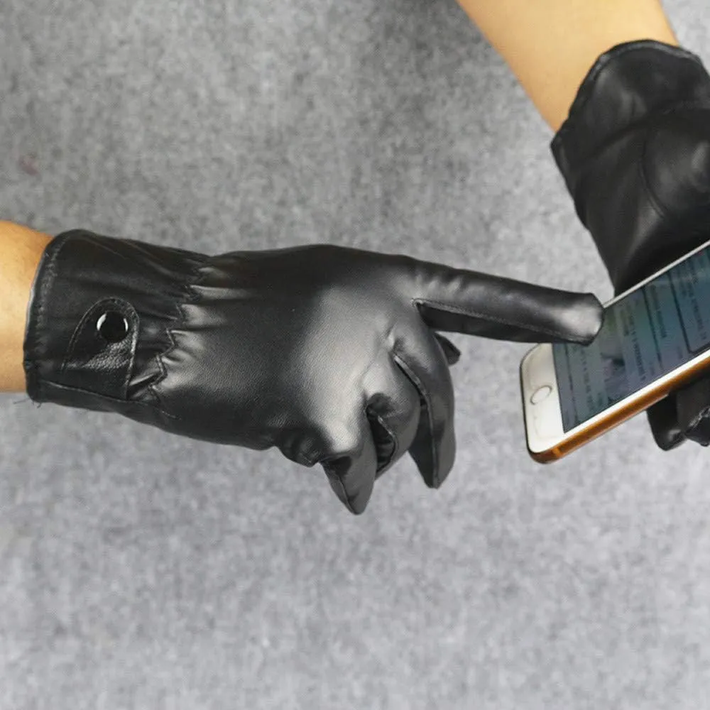 Genuine Luxurious Leather Gloves for Men, Winter Warm Touchscreen Mittens Texting Driving Motorcycle Gloves Mittens