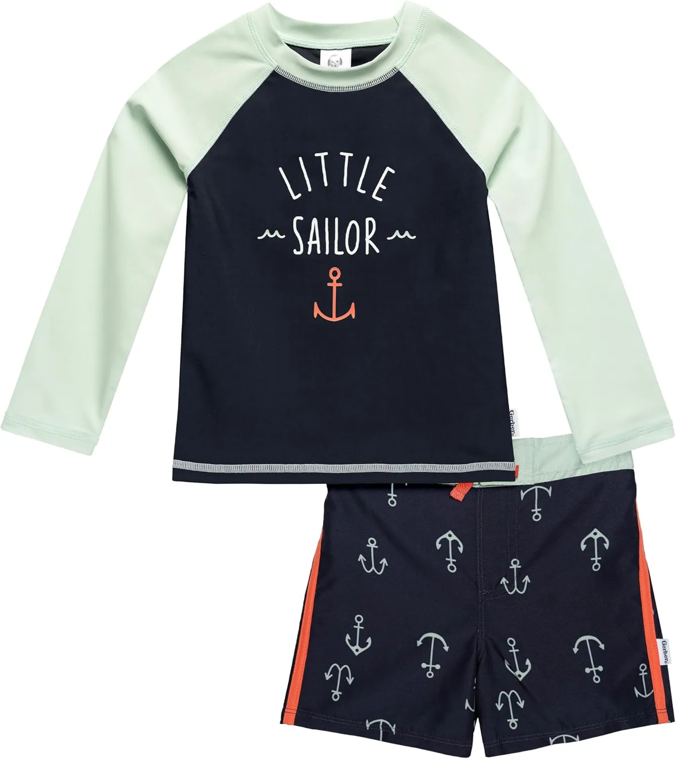 Gerber Baby Boys' Toddler Long Sleeved Rashguard Swim Bathing Suit Set