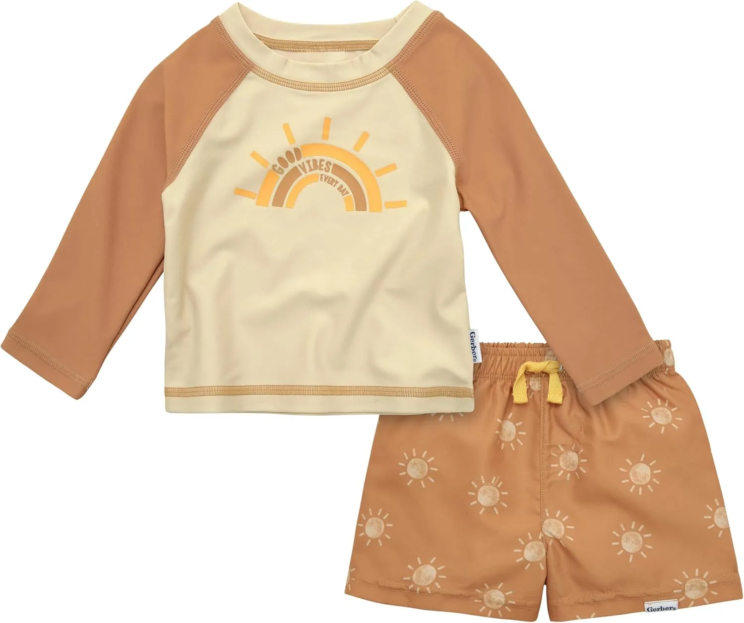 Gerber Baby Boys' Toddler Long Sleeved Rashguard Swim Bathing Suit Set